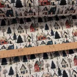 Designer vízálló szövet: Világosabb alapon házikós-fenyőfás