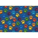 Designer vízálló szövet: Kék alapon színes tappancsos