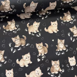 Designer vízálló szövet: Fekete a. kiscicás