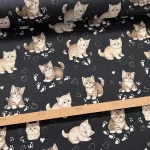 Designer vízálló szövet: Fekete a. kiscicás