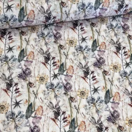   Designer vízálló szövet: Fehér alapon akvarell rajzolt virágok