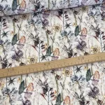 Designer vízálló szövet: Fehér alapon akvarell rajzolt virágok