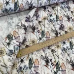 Designer vízálló szövet: Fehér alapon akvarell rajzolt virágok