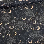 Designer vízálló szövet: Fekete alapon asztrológia mintás