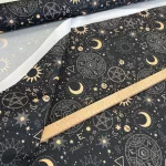 Designer vízálló szövet: Fekete alapon asztrológia mintás