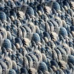 Designer vízálló szövet: Kék-fehér tollas