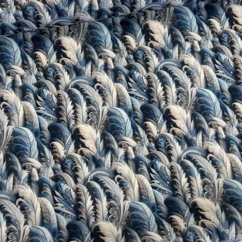 Designer vízálló szövet: Kék-fehér tollas