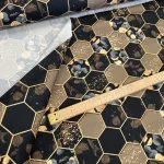 Designer vízálló szövet: Fekete-barna hatszöges