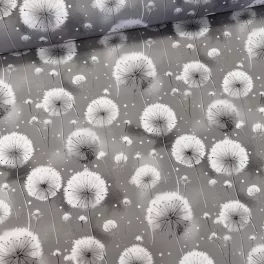 Designer vízálló szövet: Szürke alapon pitypangos