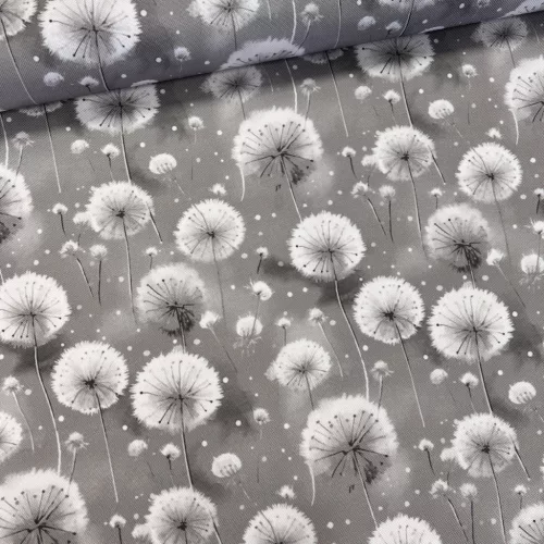 Designer vízálló szövet: Szürke alapon pitypangos