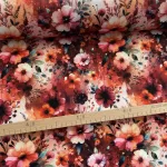 Designer vízálló szövet: Narancsos színvilágú virágfestmény (A)