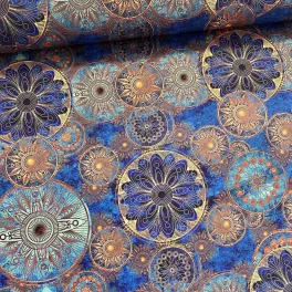 Designer vízálló szövet: Arany-kék mandalás (A)