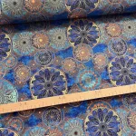 Designer vízálló szövet: Arany-kék mandalás (A)