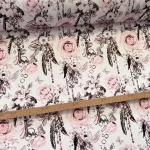 Designer vízálló szövet: Rózsás-kulcsos-tollas