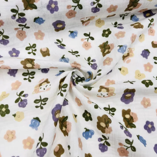 Világos alapon kék-lila-barna virágos duplagéz