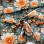 Kék alapon tavirózsás digitálisan nyomott viszkóz voile