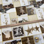 Arany-bézses karácsonyi digitális dekortextil (FC)