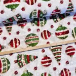 Zöld-piros kötött díszes karácsonyi dekortextil (TH'26)