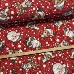 Piros kötött alapon szarvas és mikulás amigurimi karácsonyi dekortextil (TH'26)