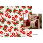 Mivon - natúr alapon csíkos és hópelyhes gömbdísz candy cane karácsonyi dekortextil (TH'26)