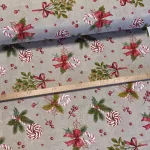 Sötét natúr alapon nyalóka és candy cane karácsonyi dekortextil (TH'26)