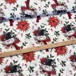 Fehér alapon hóember répa orral karácsonyi dekortextil (TH)