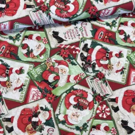   Happy Holidays Télapós képeslapos karácsonyi dekortextil (TH)