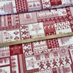 Fehér-piros kötött karácsonyi mintás dekortextil (TH)