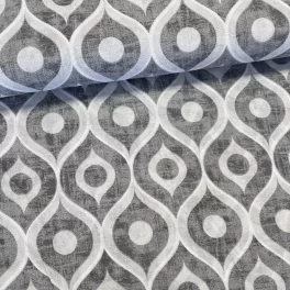 Szürke-fehér geometrikus mintás dekortextil (TH)