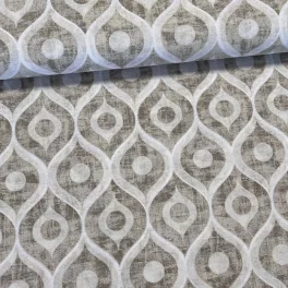 Bézs-fehér geometrikus mintás dekortextil (TH)