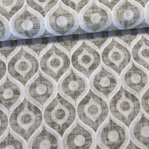 Bézs-fehér geometrikus mintás dekortextil (TH)