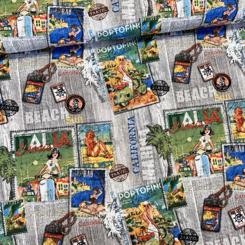 Utazós bélyegek dekortextil (TH)
