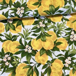 Mediterrán citromos-virágos No.3. dekortextil (TH)