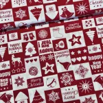 280 cm-es Piros-fehér Harryp New Year négyzetes karácsonyi dekortextil (TH)
