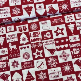   280 cm-es Piros-fehér Harryp New Year négyzetes karácsonyi dekortextil (TH)
