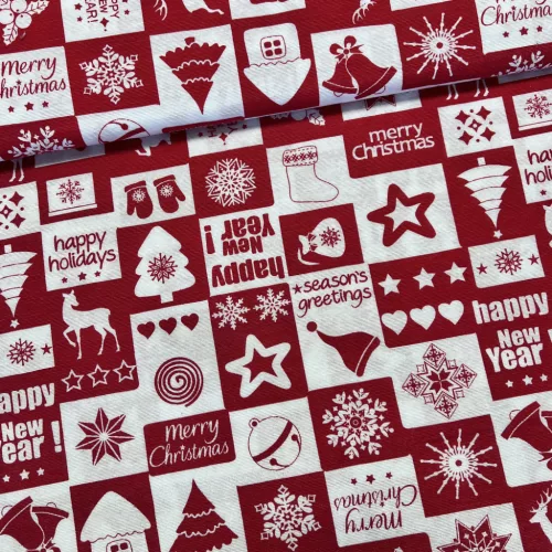 280 cm-es Piros-fehér Harryp New Year négyzetes karácsonyi dekortextil (TH)