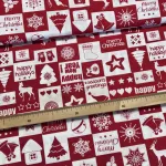 280 cm-es Piros-fehér Harryp New Year négyzetes karácsonyi dekortextil (TH)