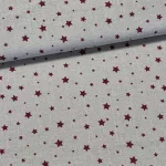 280 cm-es Natúr alapon piros csillagos arany szálas karácsonyi dekortextil (TH)