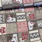 Bézses színvilágú hóemberes karácsonyi dekortextil (TH)