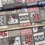 Bézses színvilágú hóemberes karácsonyi dekortextil (TH)