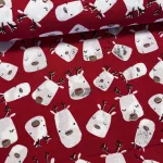 Hibás (akciós): Piros alapon fehér mese szarvasos karácsonyi dekortextil