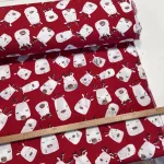 Hibás (akciós): Piros alapon fehér mese szarvasos karácsonyi dekortextil