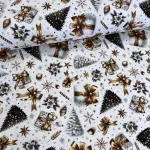 Fehér alapon arany masnis, fenyőfás karácsonyi dekortextil (digitálisan nyomott)