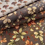 Szürke a. őszies pirosas-zöldes-sárgás leveles ágas-bogas dekortextil