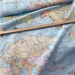 Kék világtérképes dekortextil