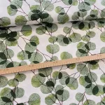 Világos alapon zöld leveles dekortextil
