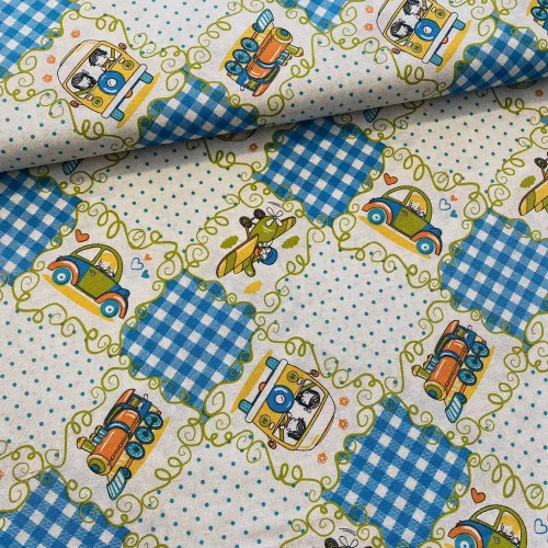 1,25 m EGYBEN KÉRHETŐ Kisvonatos-repülős-kisautós dekortextil