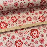 Natúr alapon piros hópelyhes karácsonyi dekortextil