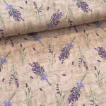 Zsákvászon hatású alapon levendula csokros dekortextil (TA)