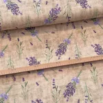 Zsákvászon hatású alapon levendula csokros dekortextil (TA)